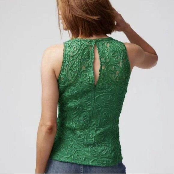 White House Black Market Green Lace Blouse - Picture 7 of 14